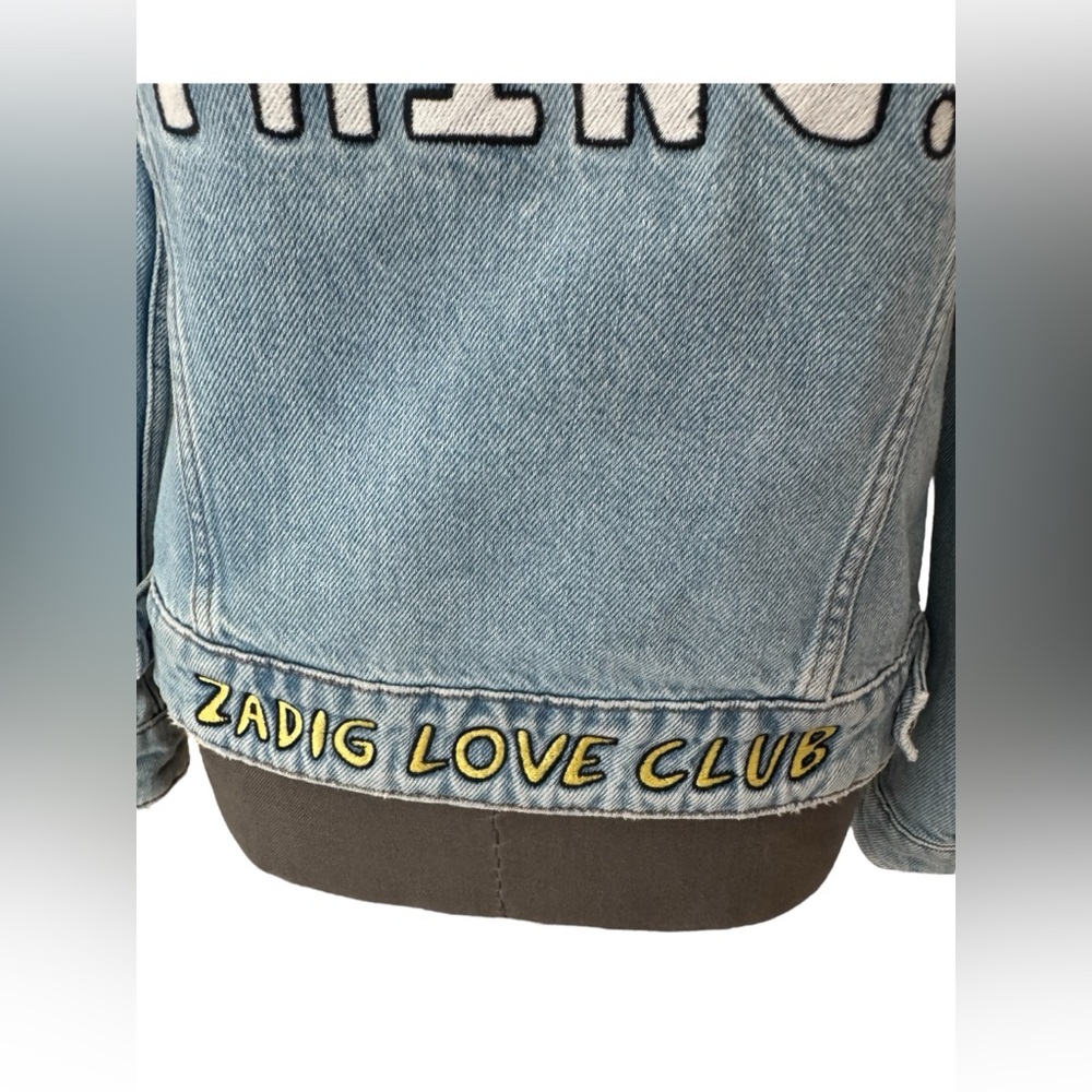 Zadig & Voltaire Kase Vignon Skull Embroidered Jean Jacket Small - Picture 7 of 15